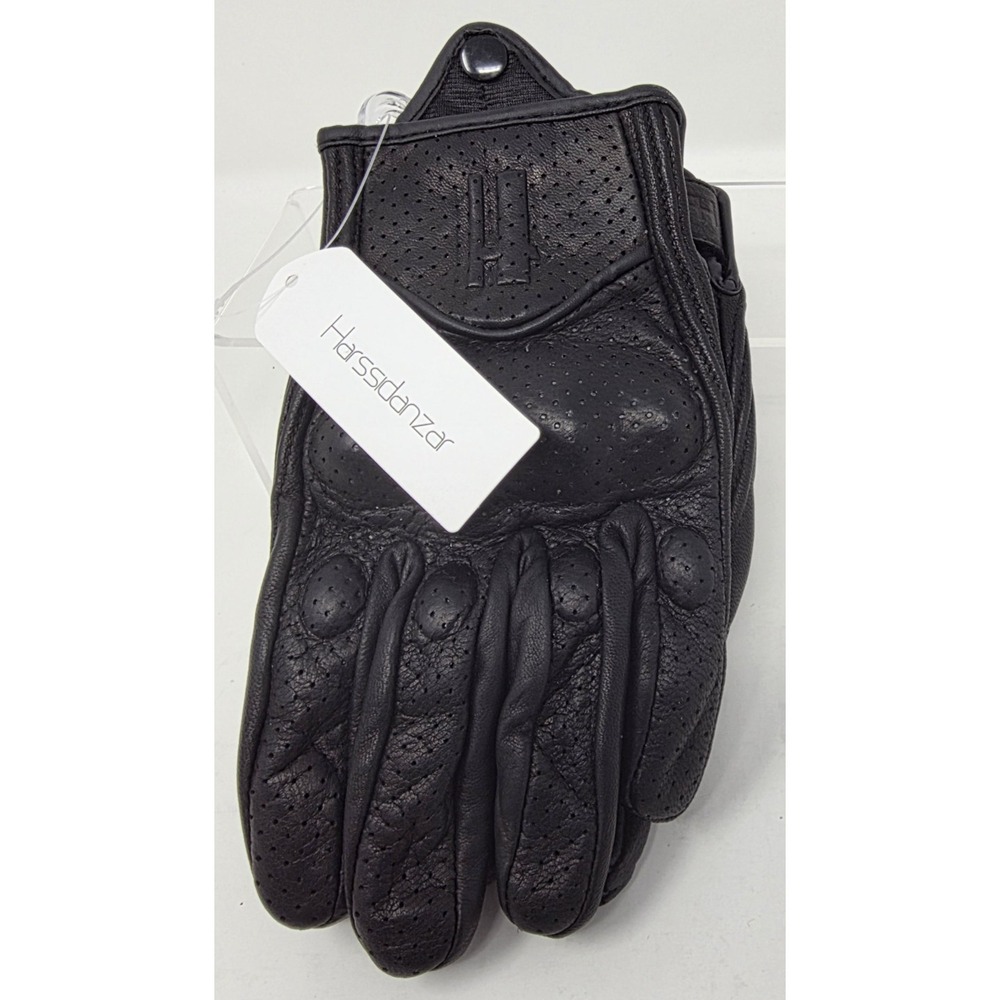 HARSSIDANZAR Leather Motorcycle Gloves XS Black Armored Knuckle Riding Gloves